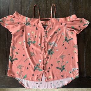 Express Coral Floral Cold-Shoulder Cami Top